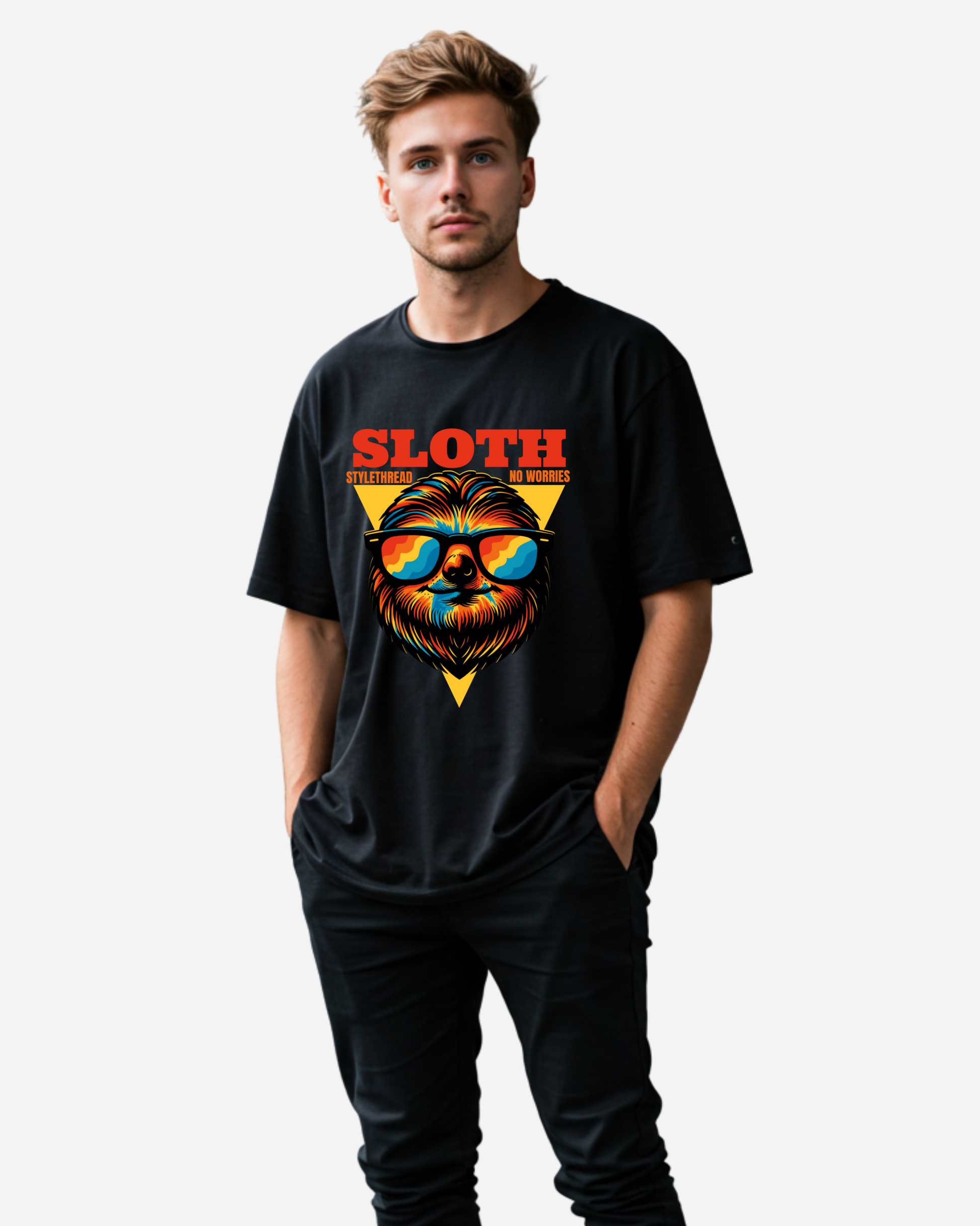 Sloth Retro Colorful Men's Oversized T-Shirt