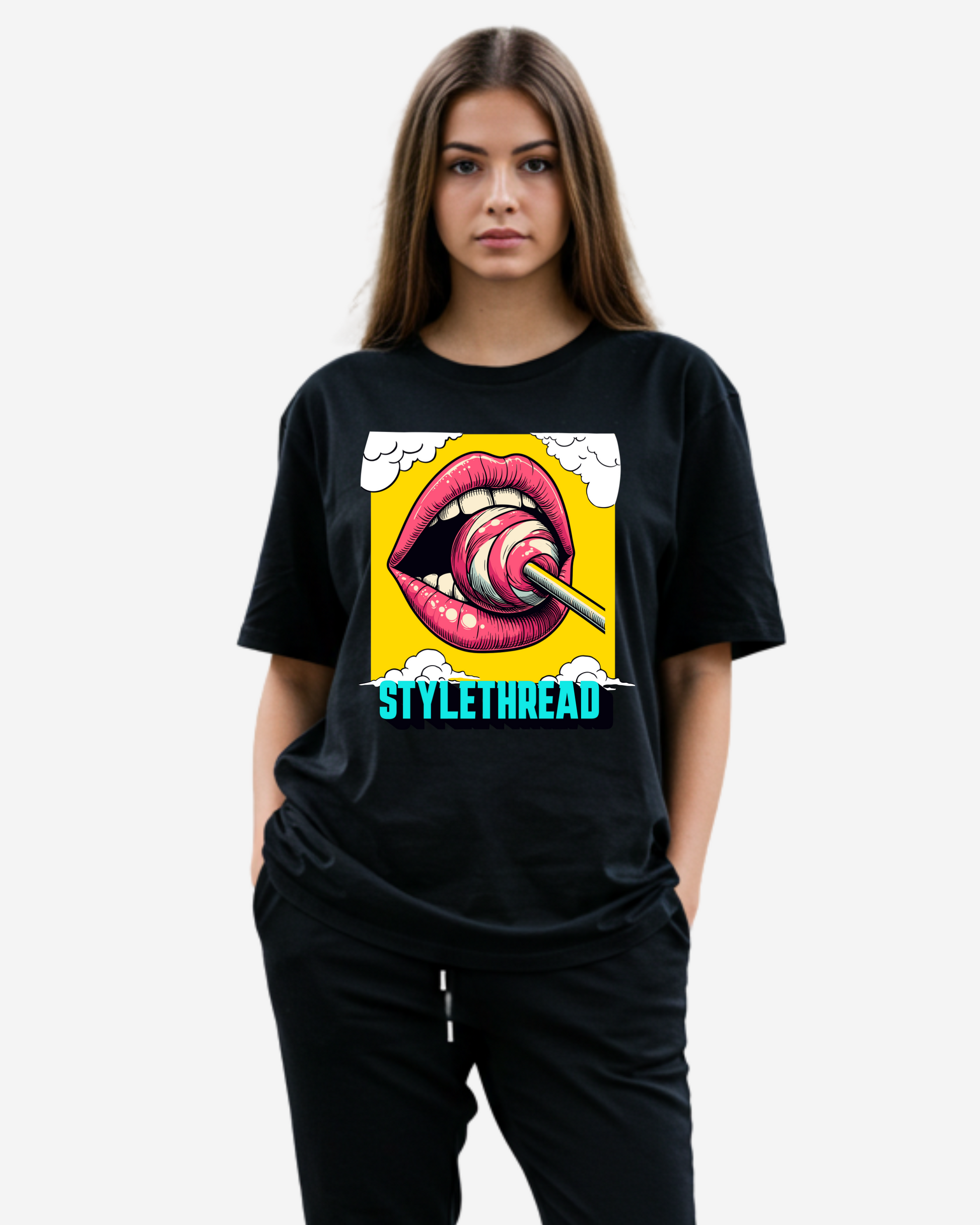 Lips with Lollipop Women's Oversized T-Shirt