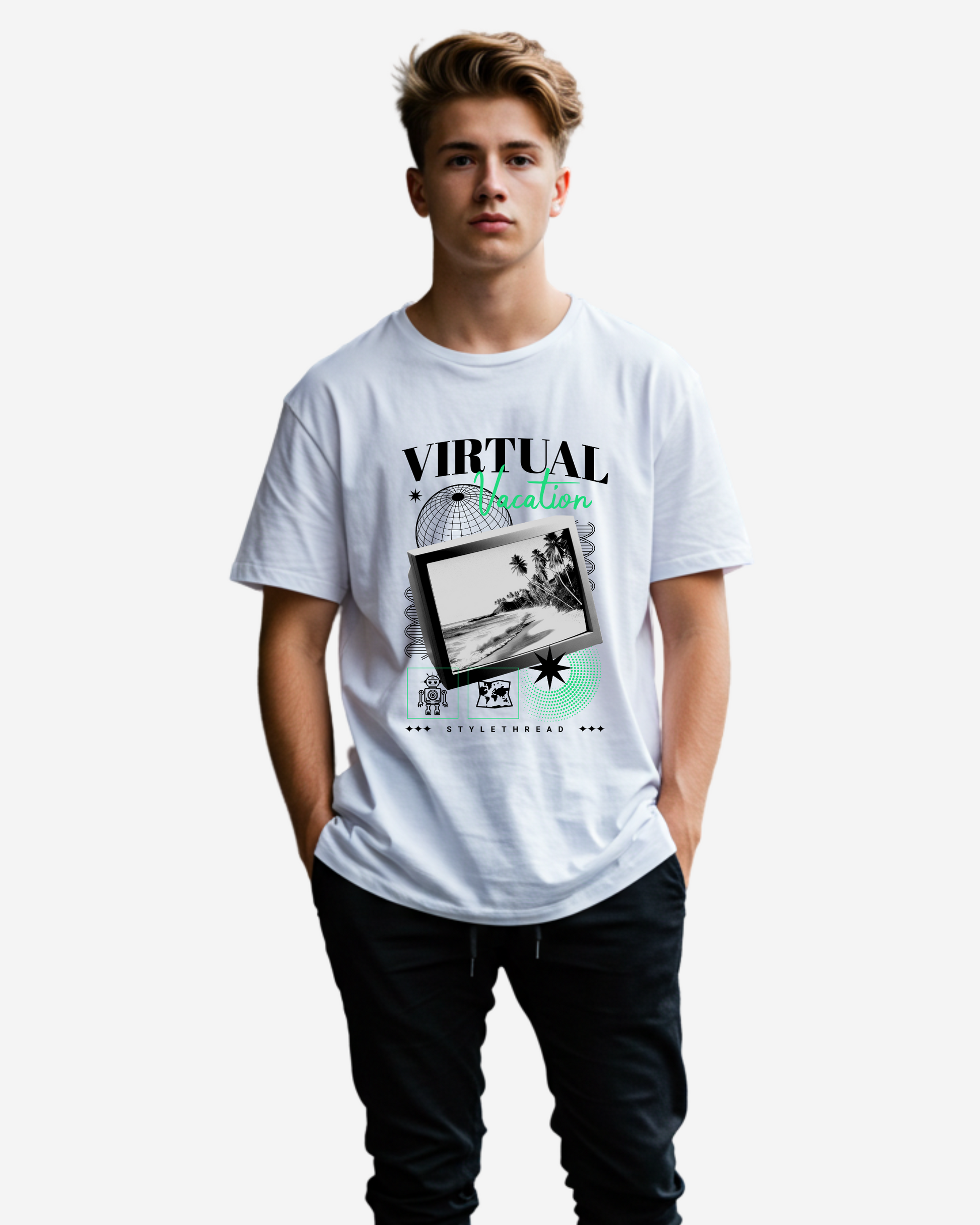 Virtual Vacation Men's Oversized T-Shirt