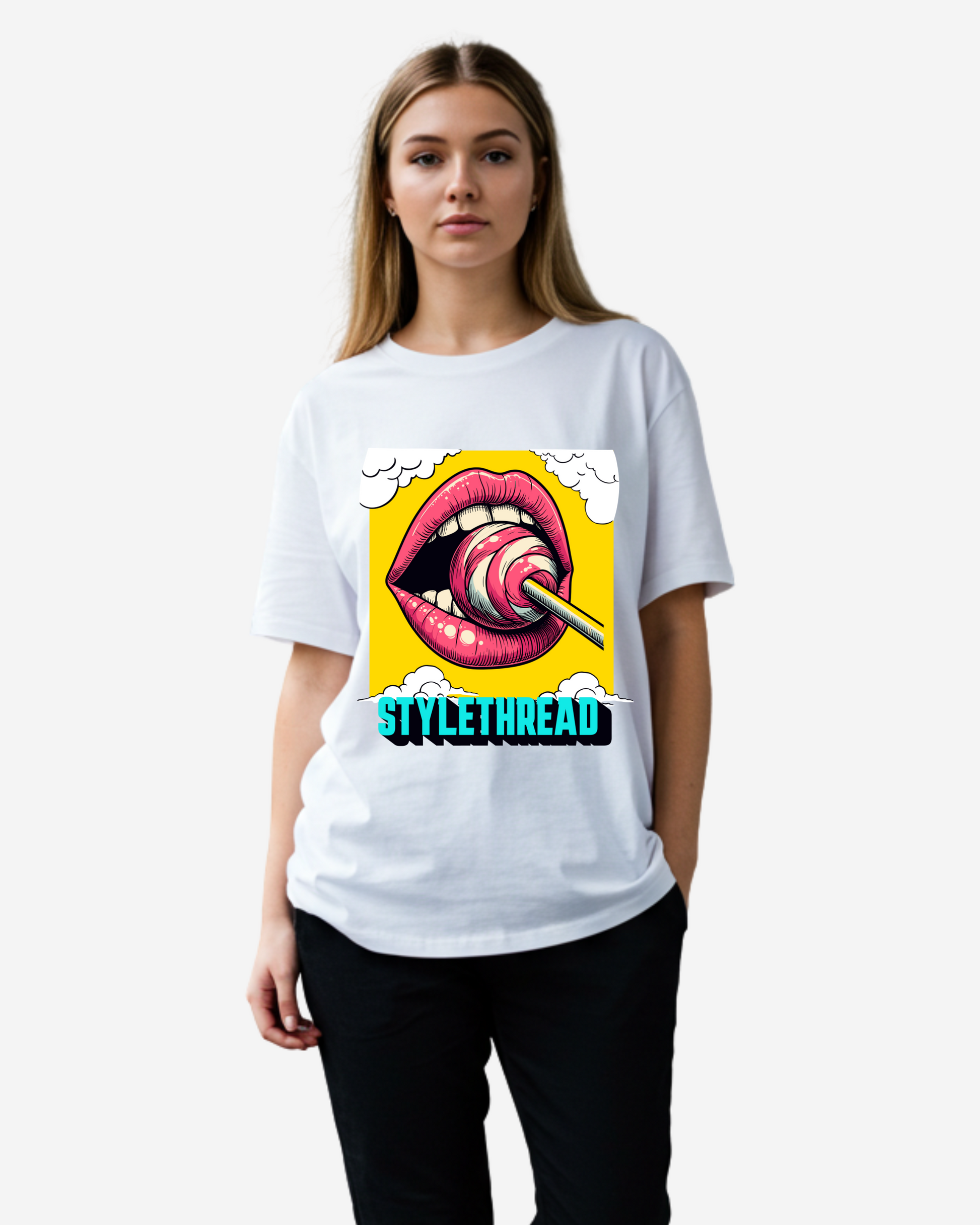 Lips with Lollipop Women's Oversized T-Shirt