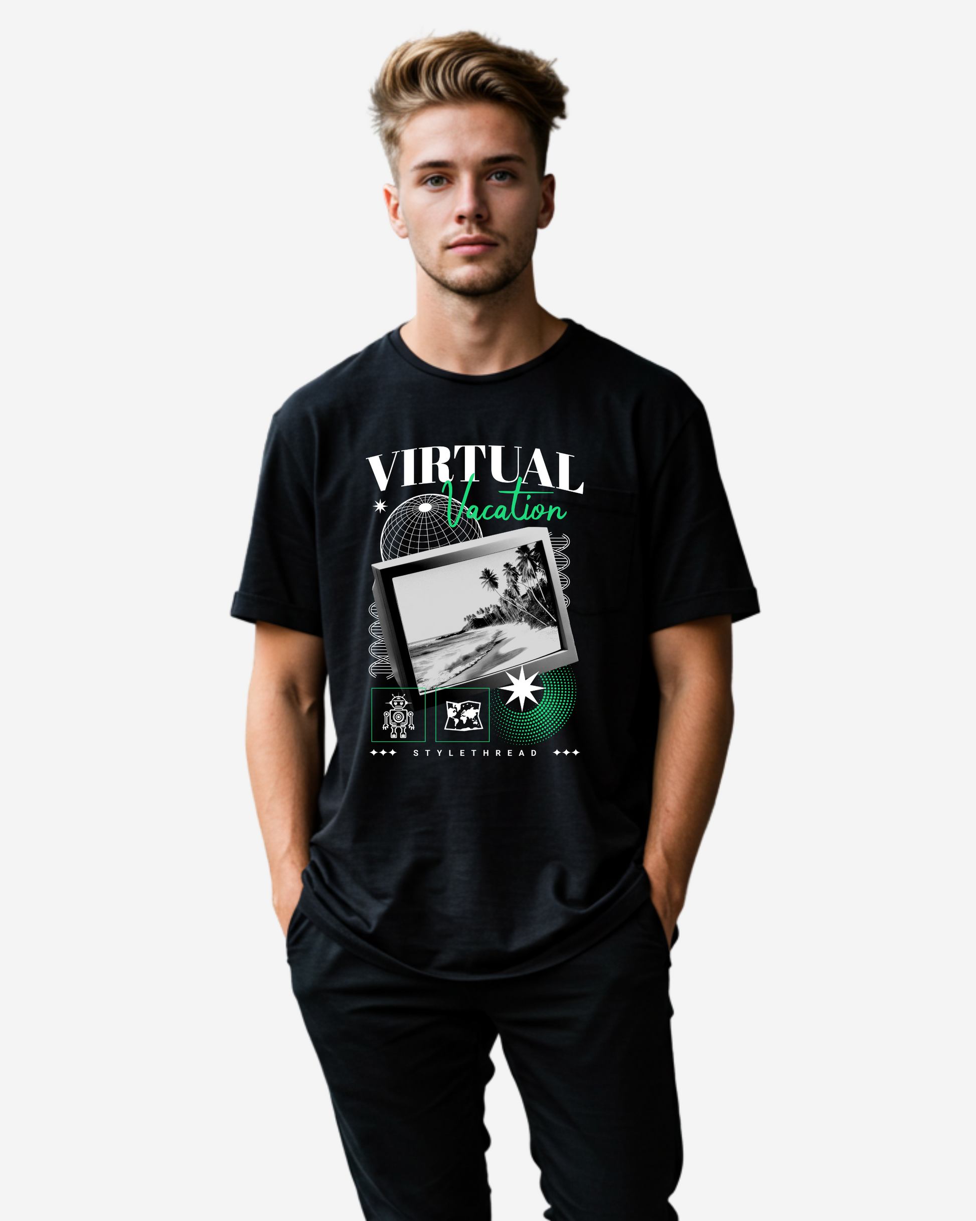 Virtual Vacation Men's Oversized T-Shirt