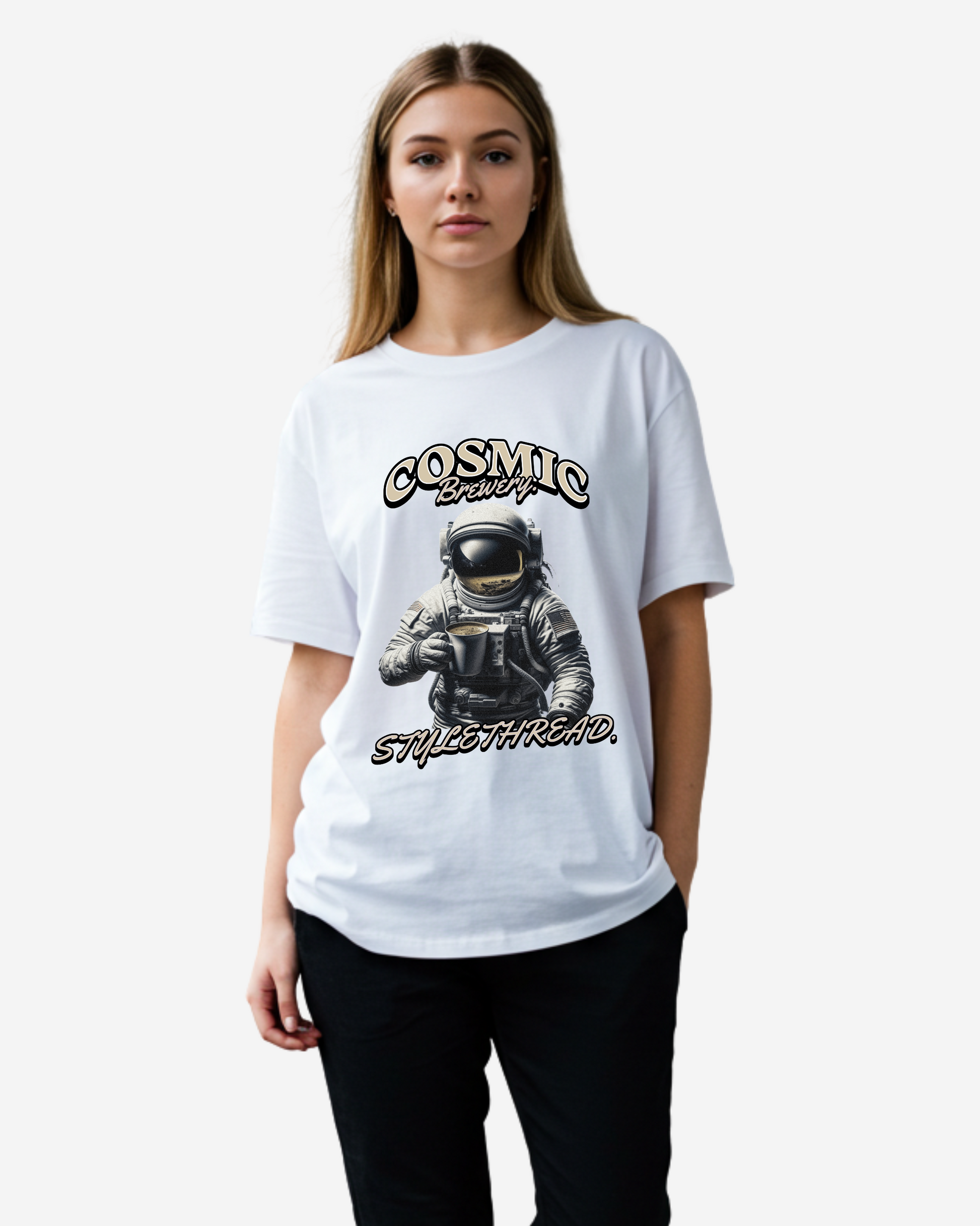 Coffee Astronaut Graphic Women's Oversized T-Shirt