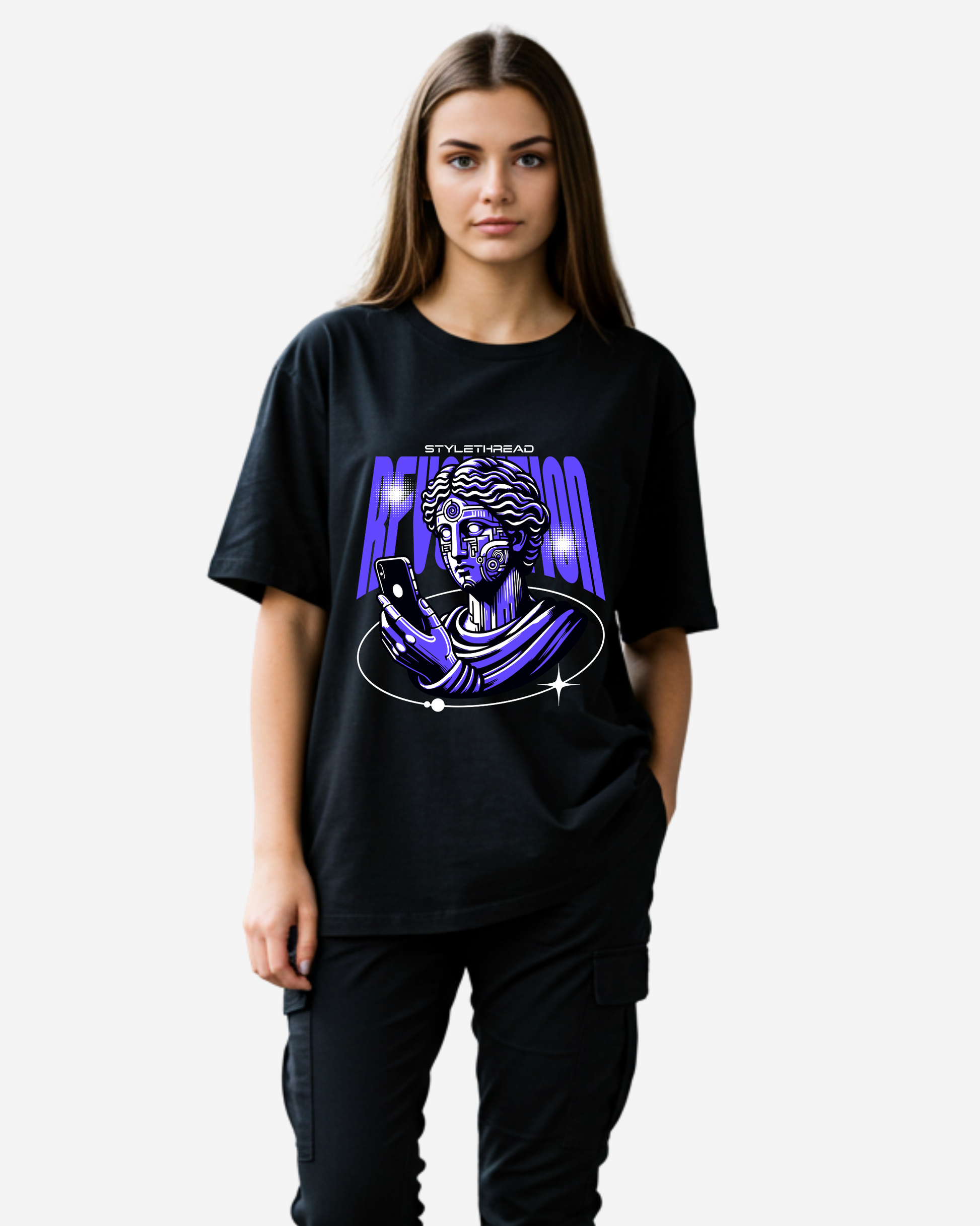 Futuristic Statue Y2k Women's Oversized T-Shirt