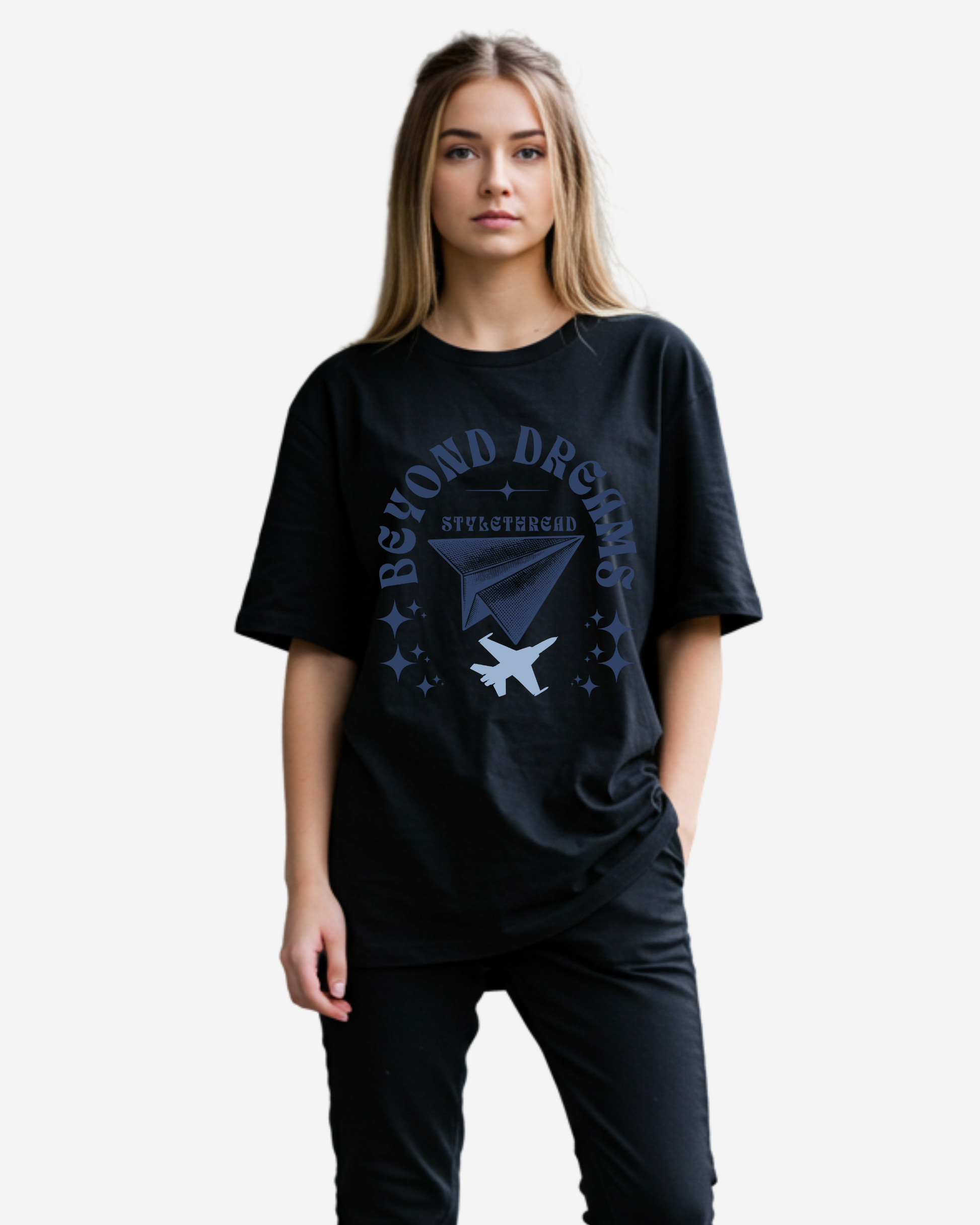 Jet Shadow Paper Plane Women's Oversized T-Shirt