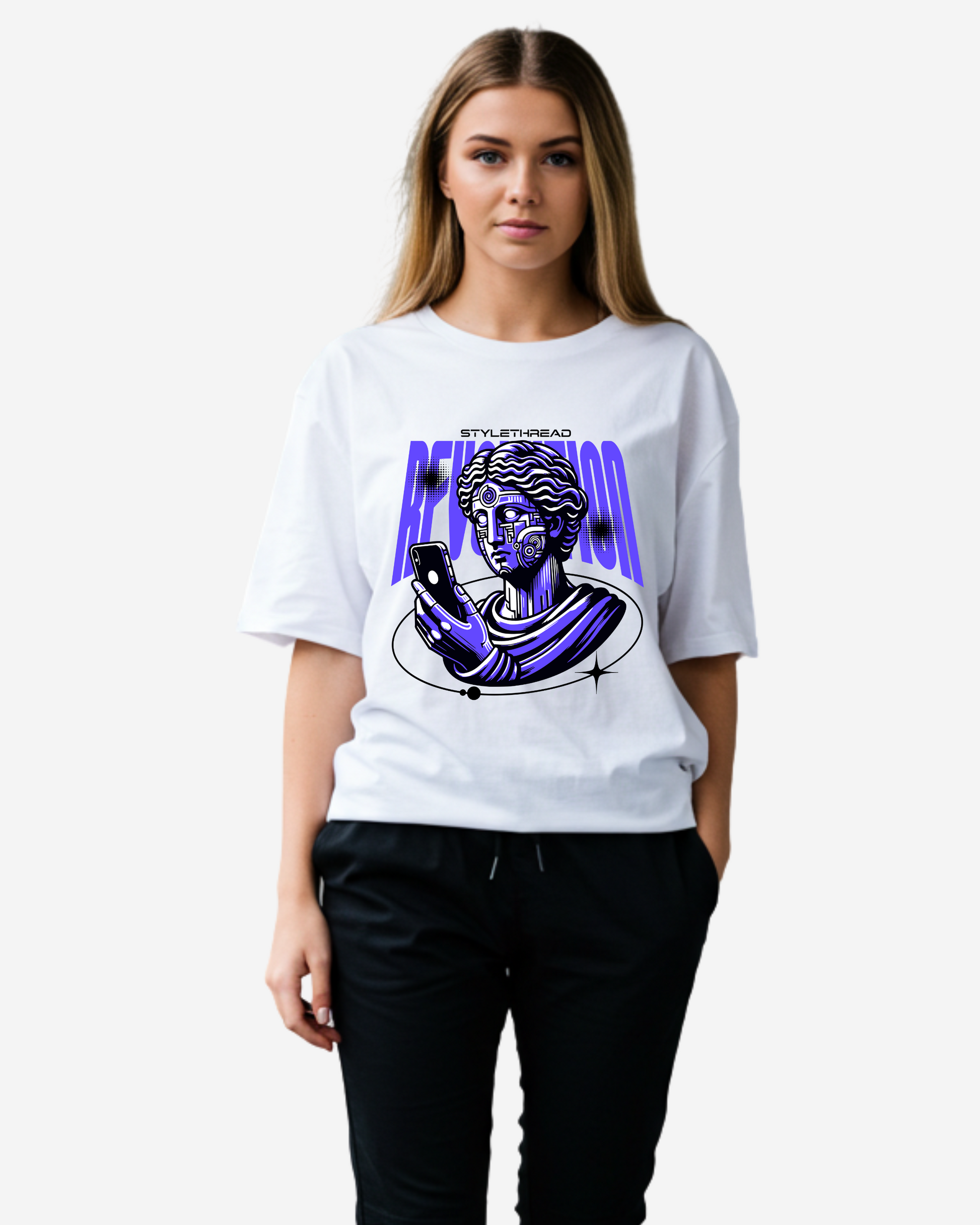 Futuristic Statue Y2k Women's Oversized T-Shirt